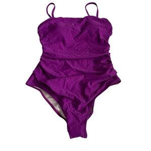 Cupshe One Piece Swimsuit Purple Ruched Size M NWT